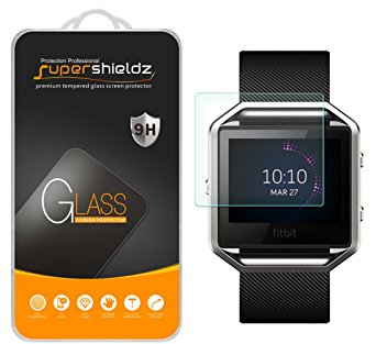 [2-Pack] Fitbit Blaze Tempered Glass Screen Protector, Supershieldz Anti-Scratch, Anti-Fingerprint, Bubble Free, Lifetime Replacement Warranty