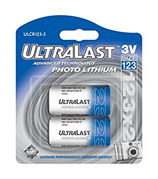 Ultralast UL-123/2 3V CR123 Photo Lithium Battery Retail Pack (Discontinued by Manufacturer)
