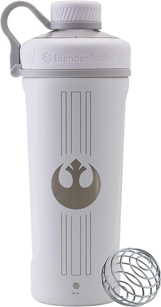 BlenderBottle Star Wars Radian Shaker Cup Insulated Stainless Steel Water Bottle with Wire Whisk, 26-Ounce, Rebel Icon