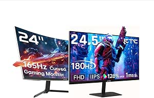 KTC 24'' inch Curved 165Hz Gaming Monitor 180Hz 24.5'' inch Gaming Monitor DisPlayport HDMI HDR10 VESA Gaming Home Office Business PS5 PC Monitors