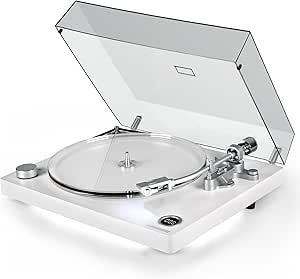 Record Player Turntable Built-in Phono Preamp, Vinyl Record Player with Adjustable Counterweight Magnetic Cartridge, Anti-Skate Control, Acrylic Platter, 33 or 45 RPM White