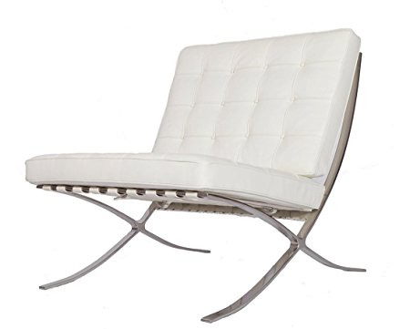 EMODERN FURNITURE eMod - Modern Pavilion Barcelona Chair Italian Leather White