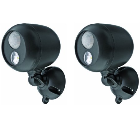 2 Pack Mr Beams MB360 Wireless LED Spotlight with Motion Sensor and Photocell - Weatherproof - Battery Operated - 140 Lumens
