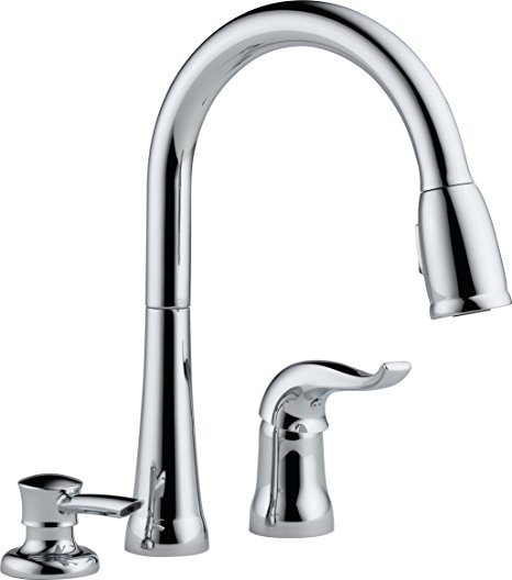 Delta 16970-SD-DST Single Handle Pull-Down Kitchen Faucet with Soap Dispenser, Chrome