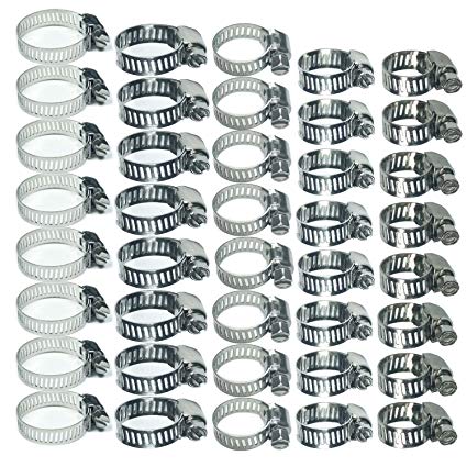 Stainless Steel Worm Gear Hose Clamps Water Pipe Clamps Assortment Kit 40 Piece