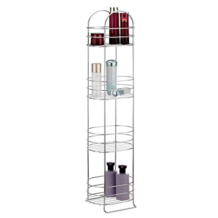 VonHaus 4 Tier Chrome Bathroom Storage Organizer Stand - Space Saver Floor Shelf Rack for Bathroom Accessories