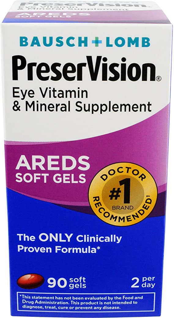 Bausch   Lomb PreserVision AREDS Eye Vitamin & Mineral Supplement Soft Gels, 90 Count Bottle