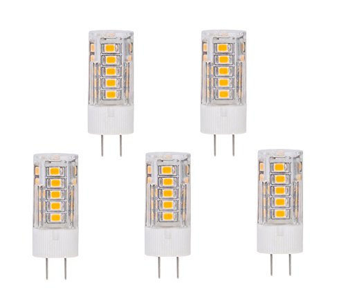 CBConcept 5-Pack, LED G4, 320 Lumens, 2.8 Watt (35W Equal), Warm White 3000K, 360° Beam Angle, Not Dimmable, Low Volt AC/DC 12 Volt, JC G4 Bi-Pin Base LED Halogen/Xenon/Incandescent Replacement Bulb