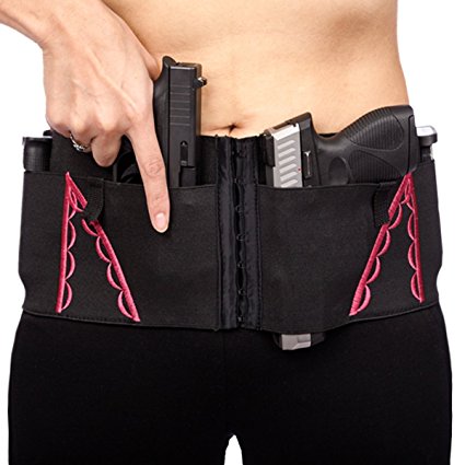 Hip Hugger 7-Pocket IWB Holster Belt for Women by CCW Tactical - Adjustable Fit, Tuckable, Fits Most Concealed Carry Handguns and Accessories, Black