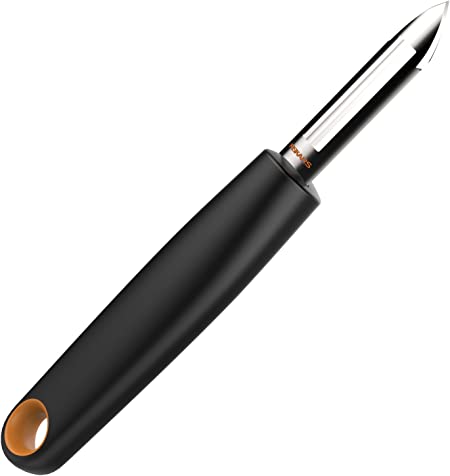 Fiskars Fixed Blade, Length: 18 cm, Steel/Synthetic Material Peeler, one Size, Black