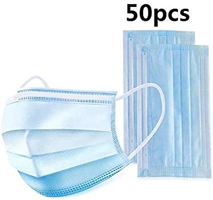 50 Disposable Face Masks Surgical Medical Dental Industrial Quality 3-Ply New Blue