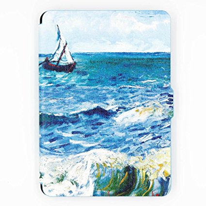 Kandouren Case Cover for Amazon Kindle Paperwhite - Sailboat Art Skin,Slim Leather Cover with Autowake(Fit 6 inch 6th generation new Kindle Paperwhite 2013 2015 2016),Sailboat