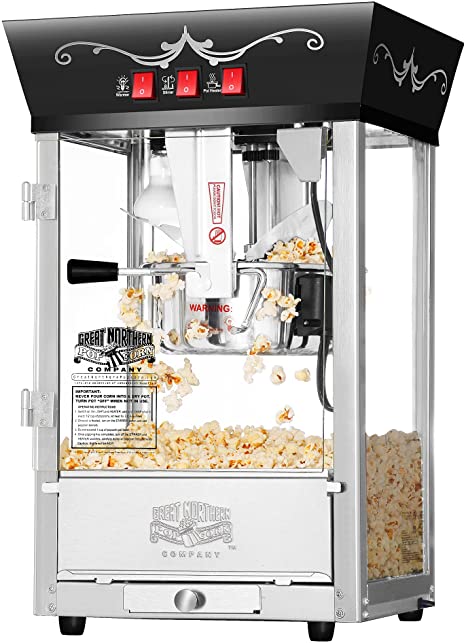 6092 Great Northern Popcorn Black Antique Style Popcorn Popper Machine, 8 Ounce