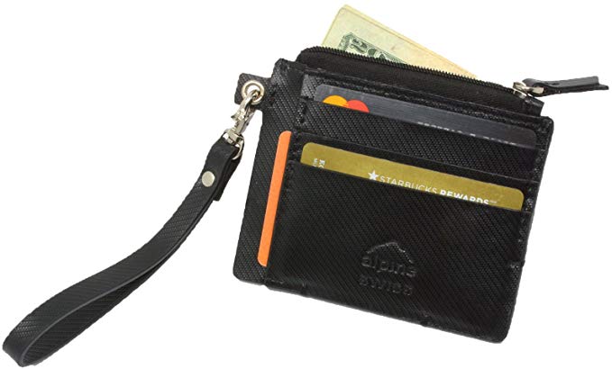Alpine Swiss Womens RFID Mini Wristlet Wallet Leather Card Case Zipper Clutch