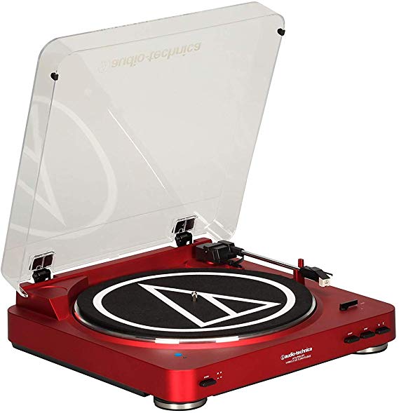 Audio-Technica AT-LP60RD-BT Fully Automatic Bluetooth Wireless Belt-Drive Stereo Turntable, Red