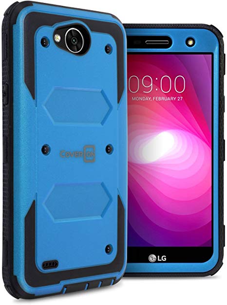 LG Fiesta Case, LG X Charge Case, LG X Power 2 Case, LG K10 Power Case, CoverON [Tank Series] Tough Hybrid Hard Armor Protective Phone Cover Case for LG X Power 2 / K10 Power/Fiesta - Blue/Black