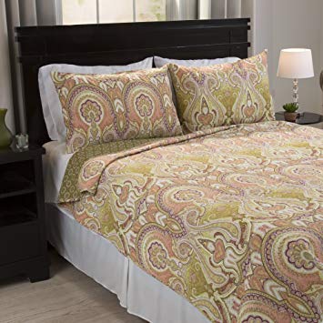 Lavish Home Ava 3 Piece Cotton Quilt Set - Full/Queen