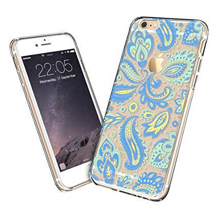 iPhone 6 Plus Case,iPhone 6s Plus Case, ESR Totem Henna Mandala Floral Pattern Design with Soft TPU Bumper Hard PC Back Cover for 5.5" iPhone 6 Plus / iPhone 6s Plus_ Cyan Paisley