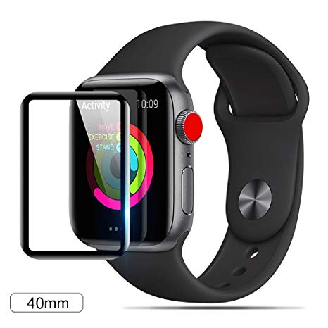 Forever Young Apple Watch 4(40mm) Screen Protector,[3D Curved] [Case Friendly] HD Tempered Glass Screen Film 9H Hardness Anti-Scratch Protective Film, for Apple Watch 4(40mm) Black