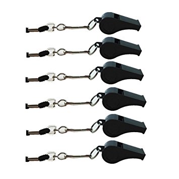 Biowow 6pcs Sport Coach Emergency Loud Whistles Sifflement with Lanyard by Biowow