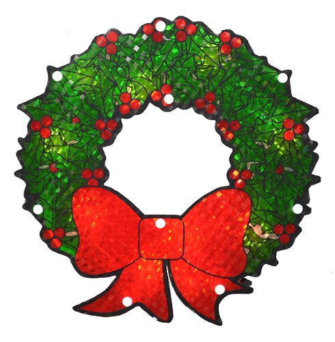 Northlight  Lighted Holographic Berry Wreath Christmas Window Silhouette Decoration, 11"