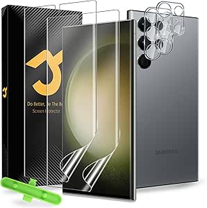 2 2 1 For Protection for Samsung Galaxy S23 Ultra 5G 2 Pieces TPU Screen Protector   Rear Camera Protector (2 Pieces), with Installation Frame, Compatible with Fingerprint [Non-Glass]-2