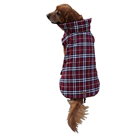 J.Market Warm Winter Coats for Dog Waterproof Windproof Winter Jacket Grid Plaid Reversible Coat Size M to XXL Available