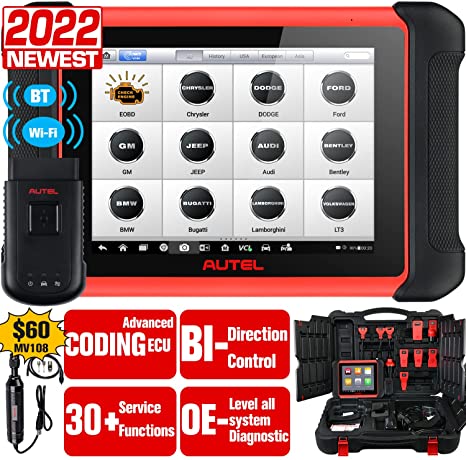 Autel Scanner MaxiCOM MK906BT [Bonus $60 MV108], 2022 New Ver. of MaxiSys MS906BT/ MS908/ MK908, Bi-Directional Diagnostic Scan Tool with ECU Coding, Active Test, All System Diagnosis and 31  Services