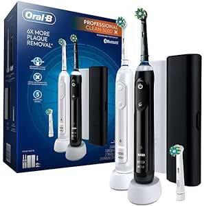 Oral-B Professional Clean 5000 X Electric Toothbrush Twin Pack, Rechargeable Power Toothbrushes - Pack of 2