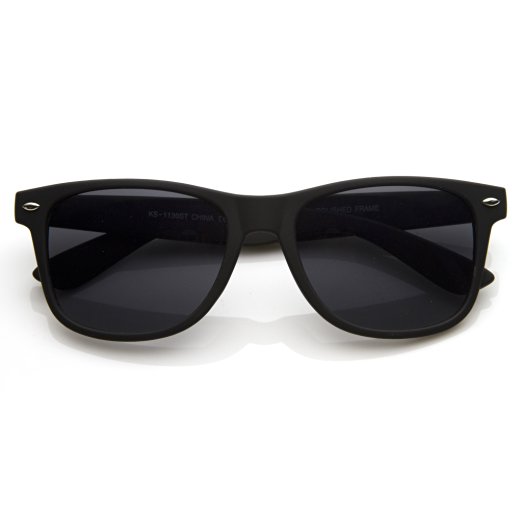 New Matte Black Wayfarer Sunglasses Dark Lens Retro 80s Vintage Fashion Shades