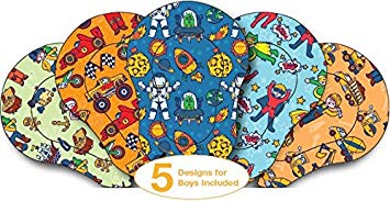 AccuMed Orthopedic Kid’s Adhesive Disposable Medical Eye Patch Bandages with 5 Different Designs for Boys in Regular Size for Lazy Eye, Amblyopia or Opticlude (2 Boxes, 30 per Box) (60 Count) (2018)