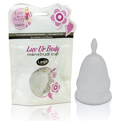 Luv Ur Body Menstrual Cup – Eco Friendly, Soft, Flexible, Firm and Hypoallergenic FDA Approved Medical-Grade Silicone – Prevent Shafting Rashes Reduce Menstrual Cramps