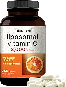 NatureBell Liposomal Vitamin C 2,000mg Per Serving, 240 Capsules | High Absorption Fat-Soluble Vitamins – Immune Support – Collagen Booster – Antioxidant Supplement – Non-GMO