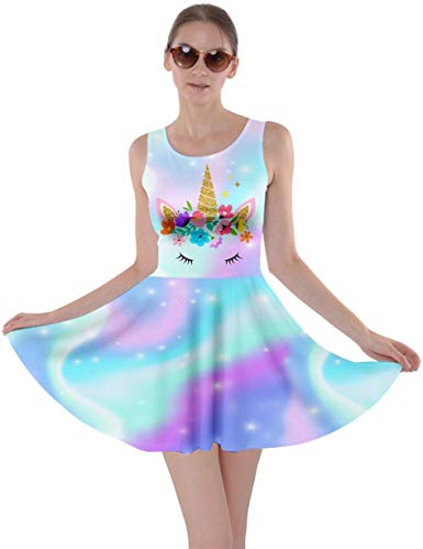 CowCow Womens Fun Outfit Unicorn Fancy Party Castle Princess Party Skater Dress, XS-5XL