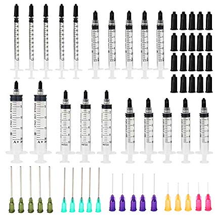 Syringe Blunt Tip Needles Caps Refilling and Measuring E-Juice, E-Liquids, E-cigs, Adhesives, Vape, Oil or Glue Applicator 1ml, 3ml, 5ml, 10ml, 20ml by Wrightus