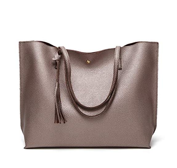 Nodykka Women Tote Bags Top Handle Satchel Handbags PU Pebbled Leather Tassel Shoulder Purse
