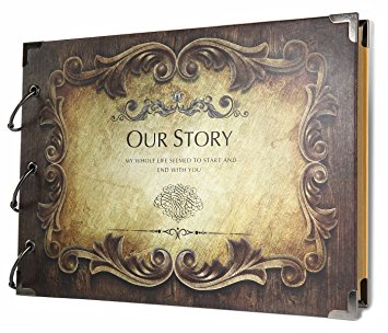 SiCoHome Scrapbook Album Our Story with Scrapbooking Storage Box and Scrapbooking Supplies for Gifts,Photo Storage,Wedding Guest Book and Travel Record