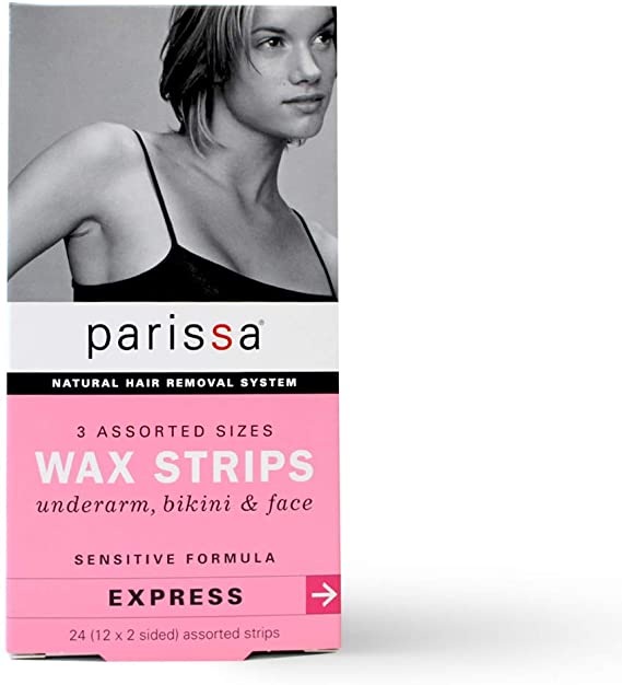 Parissa Natural Wax Strips(Pre-lined) in Assorted Sizes for Face, Underarms and Bikini for Instant Hair Removal (24 count)