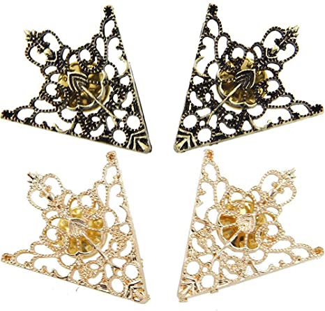 2Pair Brooches Accessories Palace Retro Hollow Pattern Shirt Collar Brooch Buckle Angle Triangle