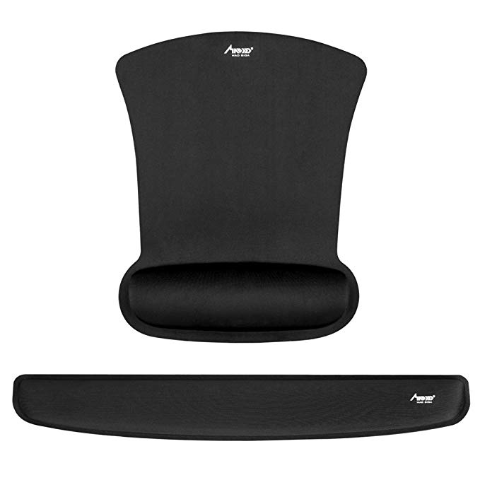 Mouse Pad Keyboard Wrist, MAD GIGA Soft Memory Foam Mousepad & Non Slip Wrist Rest Support for Office, Computer, Laptop & Mac, Easy Typing & Pain Relief