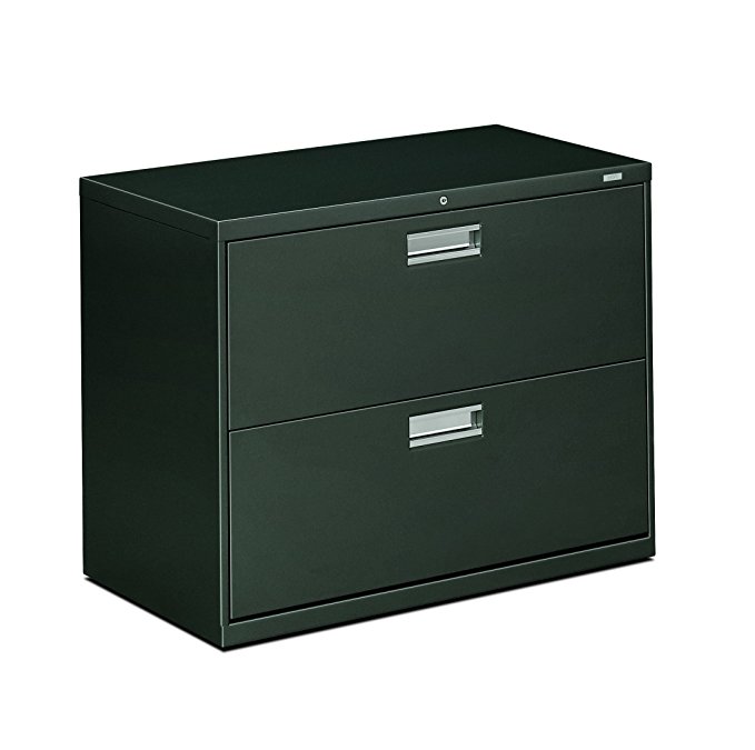 HON 2-Drawer Filing Cabinet - 600 Series Lateral Legal or Letter File Cabinet, Charcoal (H682)