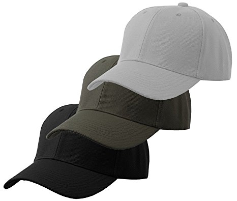 Maxxilano Men's Plain Baseball Cap Velcro Adjustable Curved Visor Hat