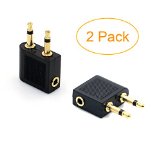 VONOTO 2 Pack 35mm 18 2 male to 1 female Headphone Jack Socket Audio adapter - 35mm female to double male FM adapter
