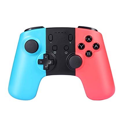 Pekyok Wireless Pro Game Controller For Nintendo Switch, SW07 Bluetooth Gamepad Joypad Remote for Nintendo Switch Console Supports Gyro Axis and Dual Vibration - Blue & Red