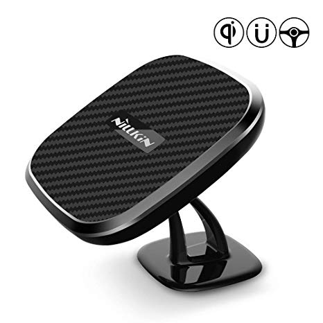 Wireless Car Charger, Dashboard Car Mount Magnetic Phone Holder [360 Rotation] Compatible for iPhone X/XS/XS Max/XR, iPhone 8/8 Plus, Samsung Galaxy S9/S9 Plus/S8/Note 8/S7/S7 Edge and More Qi-Enabled Devices (Model C)