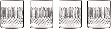 Luigi Bormioli Diamonte 12.75 oz Glass, Set of 4 Double Old Fashion Drinkware, Clear