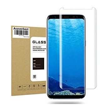 Galaxy S8 Plus Tempered Glass Screen Protector , Acoverbest Screen Protector [9H Hardness] [HD Anti-Fingerprint] [ Bubble Free] [Scratch Proof] Screen Protector for Samsung Galaxy S8 Plus Clear