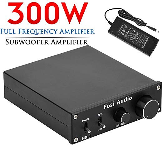 Subwoofer Amplifier 300 Watt Mini Mono Audio Amp Full-Frequency and Sub Bass Switchable Amplifier One Channel Home Theater Single Power Subwoofer Amp Fosi Audio M03