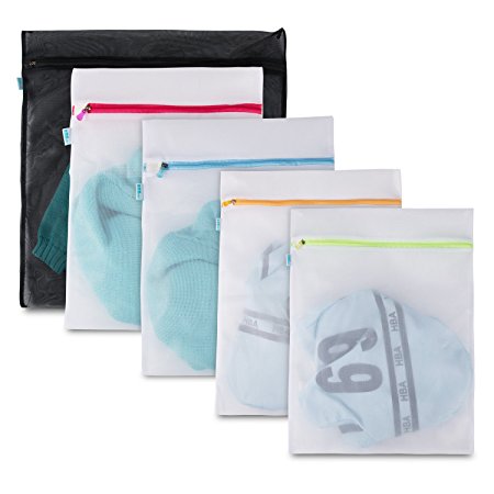 AMASKY Mesh Laundry Bags- for Laundry,Blouse, Hosiery, Stocking, Underwear, Bra and Lingerie,Travel Laundry Bag(5pcs-1 Jumbo, 2 Extra Large & 2 Medium)