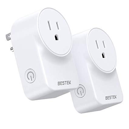 Smart Plug, BESTEK 2 Pack Wi-Fi Enabled Mini Outlets Without USB Ports Works with Alexa, Google Home and IFTTT, No Hub Required, App Remote Control Anywhere, ETL FCC Listed, 10A 1250W Max